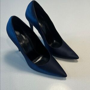Saint Laurent Midnight Blue Satin Heels